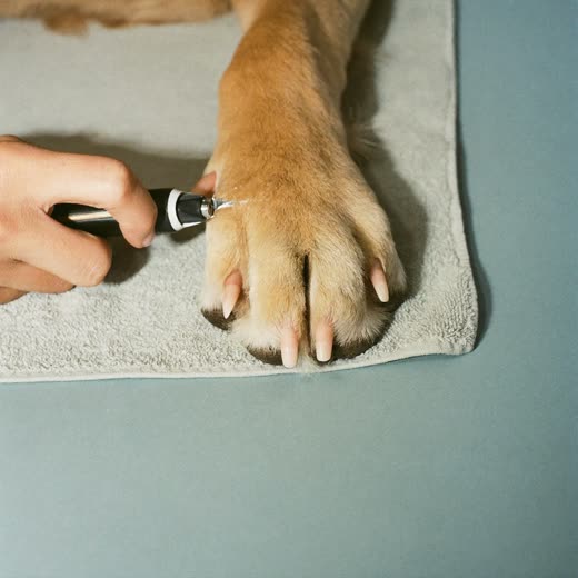 A dog's paw having its nails trimmed